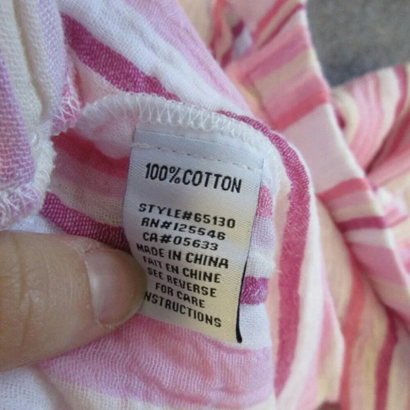 Habitat Womens Pants XXL Pink Cotton Gauze Pull On Casual Stripe Wide Leg 248 - Picture 10 of 15